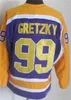 Hommes Rétro Hockey 23 Dustin Brown Jersey Vintage Classique 99 Wayne Gretzky 20 Luc Robitaille 32 Kelly Hrudey Retraite Tout Cousu Noir Blanc Jaune Violet Couleur de l'équipe