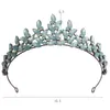 Verde azul opala casamento coroa princesa headdress cristal nupcial tiaras strass diadema casamento acessórios de jóias de cabelo