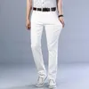 Mens Jeans Spring Summer Classic Business Casual Cotton Slim Trousers Denim Pants White Stretch Regular Fit Low Rise 231005