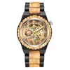 Creative Mechanical Wood Watch Steampunk Skeleton Automatic Men Natural Wooden Clock Hollow Movement Fashion Bracelets B1205299h