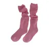 Chaussettes longues de Style japonais pour femmes, bas d'hiver tricotés, mollet, chauds, élastiques, antidérapants, pour écolières