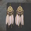 Dangle Earrings Vintage Ethnic Feather Tassel For Women Long Fringe Chain Drop Dangling Female Girls Jewelry Accessories