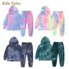 Kledingsets Kinderen Tie Dye Bedrukte Kledingset Peuter Meisjes Jongens Hoodie Sweatshirt Lange Broek Kinderkleding Trainingspak Lente Herfst 231005