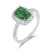 Cluster Rings Brand 925 Silver Jewellery Emerald Diamond For Women Square Gemstones Vintage White Gold Ring May Birthstone Bague2386