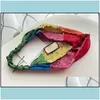 Smycken pannband designer silke turban elastiska kvinnor Italien varumärke flickor regnbåge colorf hårband halsduk hår tillbehör gåvor headwr dhxqr