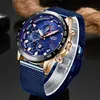 Lige Fashion Mens Watches Top Brand Luxury Wristwatch Quartz Cloart Blue Watch Men Waterproof Sport Chronograph Relogio Masculino C3152