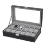 Boîtes de montres Cas 6 10 12 Slots Box Case Anneaux Chaîne Collier Titulaire Organisateur De Stockage Bijoux Affichage PU Cercueil En Cuir Saat Tr250O