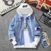 Herenjassen Hip Hop Heren Jeansjassen Met Capuchon Mannelijke Toevallige Bovenkleding 2022 Nieuwe Herfst Winter Mode Slim Fit Jas Mannen denim Jasje Streetwear T231005