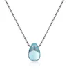 Hängen Real Blue Crystal Water Drop Pendant Necklace 925 Sterling Silver ClaVicle Chain for Women Girl Gift S-N292