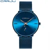 CRRJU Moda Azul Homens Relógio Top Marca de Luxo Minimalista Ultra-fino Relógio de Quartzo Casual Relógio À Prova D' Água Relogio masculino X0625256K