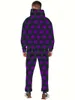 Fatos masculinos roxo caverna hoodie 2 peça terno conjuntos de treino casual pulôver calças moletom sportwear masculino streetweart roupas