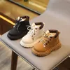 Boots COZULMA Autumn Winter Kids Fashion Boots with Fur 1-6 Years Boys Girls Leather Short Boots with Plush Children Sneakers 21-30 231005