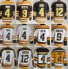 Men Retro Hockey 4 Bobby Orr Jersey 9 Johnny Bucyk 12 Adam Oates Vintage Classic 75 Anniversary CCM Black White Yellow Team Color Retire Stitched For Sport Fans