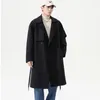 Männer Trenchcoats 2023 Herbst Winter Mittellange Männer Jacke Mode Lässig Lose Maßgeschneiderte Kragen Mantel Solide Einreiher Lange Gürtel