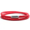 Bracelet multicouche simple à cordes rouges, breloques en acier inoxydable, corde magnétique pour femmes et hommes, bijoux Pulseira Charm 263O