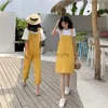 Women's Jumpsuits Rompers Preppy Style Women's Big Size Pockets Jumpsuits Black Yellow Cotton Suspender Strap Wide Pants Loose Kaii Overall Skirts WomenL231005