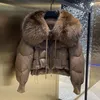 Womens Fur Faux European Version Winter Light Luxury borttagbar stor krage Loose Women Longsleved Bread Korean Down Jack 231005