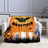 Koce Halloween Cartoon 3D dziewczyna dynia latarnia chłopiec prezent flanelowa sofa sofa łóżko domowe podróż domek przenośna sypialnia zima ciepły koc 230928