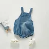 Rompertjes Baby Jongens Meisjes Kleding Mouwloze Baby Denim Body Kinder Jumpsuit Herfst Baby Denim Overalls 231005