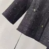 Manteau en Tweed à lacets et col rond bas pour femme, nouveauté automne/hiver 23, avec insert brillant