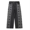 Mannen Jeans Hip Hop Patchwork Kant Patroon Denim Casual Streetwear Harajuku Rechte Broek Man Oversized Jogger Mannen Trou292N