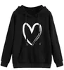 Dameshoodies Sweatshirts Lente en herfst hartvormige hoodie losse casual zak met lange mouwen off-shoulder 231005