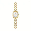 Наручные часы для женщин, кварцевые, модные, роскошные, с бриллиантами, маленький циферблат, золотой браслет, ювелирные изделия, подарок, Relogios Feminino
