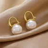 Charm Korean Cute Pearl Drop Earrings for Women Luxury Gold Color U Shape Dangle Wedding Earrings Statement Fashion Jewelry 231005