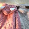 Kvinnors hoodies tröjor hoodie bomullskläder kvinnor söt rolig kanin öron lamm sammet kläder mode löst blixtlås varm kappa streetwear 231005
