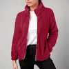 Frauen Pelz Winter Mode Mantel Casual Stehkragen Zipper Damen Kleidung Herbst Frauen Fleece Jacke Einfarbig Mäntel