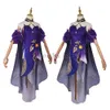 Jeu Genshin Ningguang Cosplay Costume Ning Guang Cosplay perruque Genshin Impact orchidée robe de soirée robe