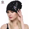 Beanie Skull Caps CHING YUN Mujeres Cashmere Knit Hat Soft Invierno Cálido Bordado Alta Calidad Mujer Color Sólido Sombrero de punto B19 13 231005