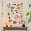 Tapestries Botanical Print Floral Tapestry Wall Hanging Mushroom Vintage Boho Wildflower Vegetable Colorful Home Decor 230928