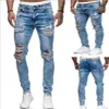 Jeans pour hommes Hommes Ripped pour hommes Casual Blue Skinny Slim Fit Denim Pantalon Biker Hip Hop avec Sexy Holel256L