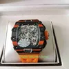 Super Factory Mens Watch 44mm x 50mm McLaren RM11-03N Rafa NTPT Skeleton Carbon Fiber Chronograph Workin Watches ETA 7750 MEKANISKA Automatisk armbandsur