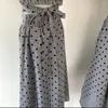 Vestidos de trabalho polka dot manga curta saias de comprimento médio conjuntos bonitos feminino casual estética vestido roupas saia superior