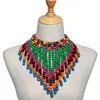 Choker Africa Style Wood Beaded Necklace For Women Boho Etnography Tassel Color Handgjorda smycken
