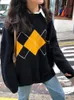 Kadın Sweaters Kadınlar Knocation Sweater Moda Büyük Boyutlu Külotlar Kış Kış Gevşek Kazak Kore Kolej Tarzı Kadın Jumper Sueter Mujer 231005