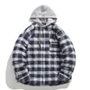 Heren Down Parka Hip Hop Winterjas Plaid Capuchon Harajuku Casual Rits Jassen Preppy Stijl Uitloper Streetwear Unisex 231005