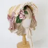 Party Supplies Lolita Tea Straw Hat Flat Bonnet Mori Girl Gorgeous Elegant Princess Multi Layer Lace Flower BNT B1833