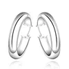 Plated sterling silver Fashion round wide earrings DJSE595 size 3 4X0 7CM;women's 925 silver plate Hoop & Huggie jewelry earr237U