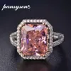 PANSYSEN 100% Solid 925 Silver Rings For Women 10x12mm Pink Spinel Diamond Fine Jewelry Bridal Wedding Engagement Ring320y