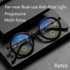 Brillengestell Retro Roune-Rahmen Anti-Blaulicht Multifokus-Lesebrille Damen Herren Progressive Brillen Computerbrille 1,0 4,0 231005