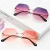 Sonnenbrillen für Damen, rahmenlose Trimm-Polygon-Linsenbrille