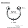 Nose Rings Studs 4Pcs/Lot Stainless Steel Nose Rings Stude Industrial Barbell Ear Bone Nails Lip Body Clip Hoop Women Septum Piercin Dhhyk