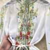 Robes décontractées de base Automne piste imprimé floral mini robe femmes stand simple boutonnage longue lanterne manches volants gland ceinture vintage fête robes 2024