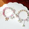 Braccialetti con ciondoli Carino popcorn perline braccialetto amicizia vetro per ragazze stella luna nuvola fiore accessori gioielli all'ingrosso