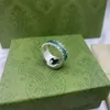 Nuovi gioielli in argento 925 con lettera G scavata in smalto verde anello da uomo e da donna Anello retrò moda street269d