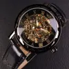 Vincitore Orologio da uomo in oro nero Orologio da uomo Relog Skeleton s Orologi Top Brand Luxury Montre Orologio da polso in pelle Orologio meccanico 2204232940