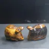 Dekorativa föremål Figurer snidade ädelsten kristallguld tiger ögonmus råtta figur djur snidande kontor heminredning 2 '' 230928